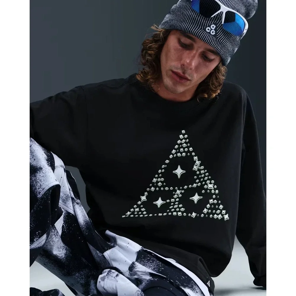 Nike ACG Stars‎ Graphic Loose Fit Long Sleeve Shirt Mens Size Medium M Black NWT_2